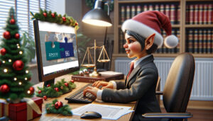 Season*s Greetings | Female Santa at the office